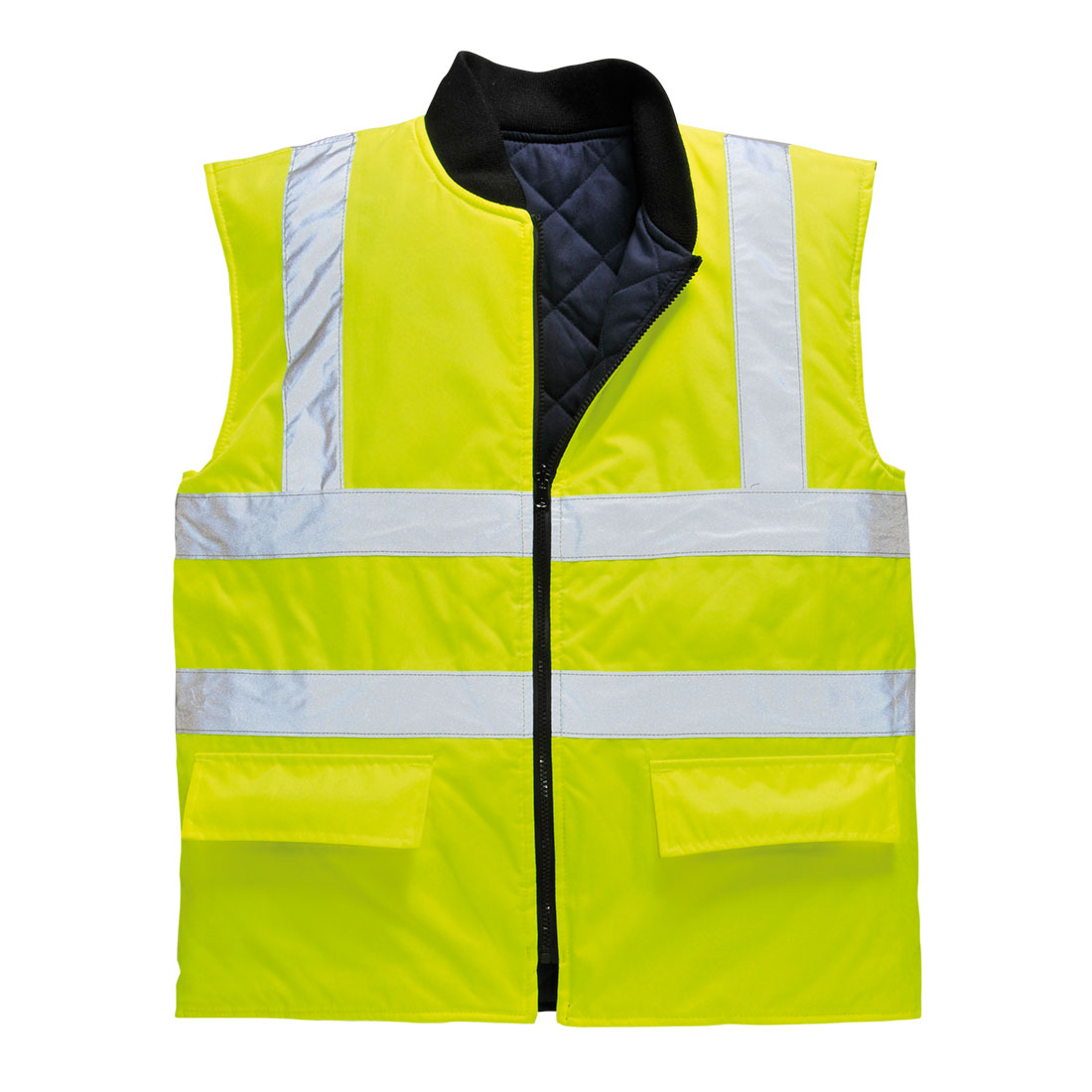Portwest Hi-Vis Reversible Bodywarmer in Yellow, image 2