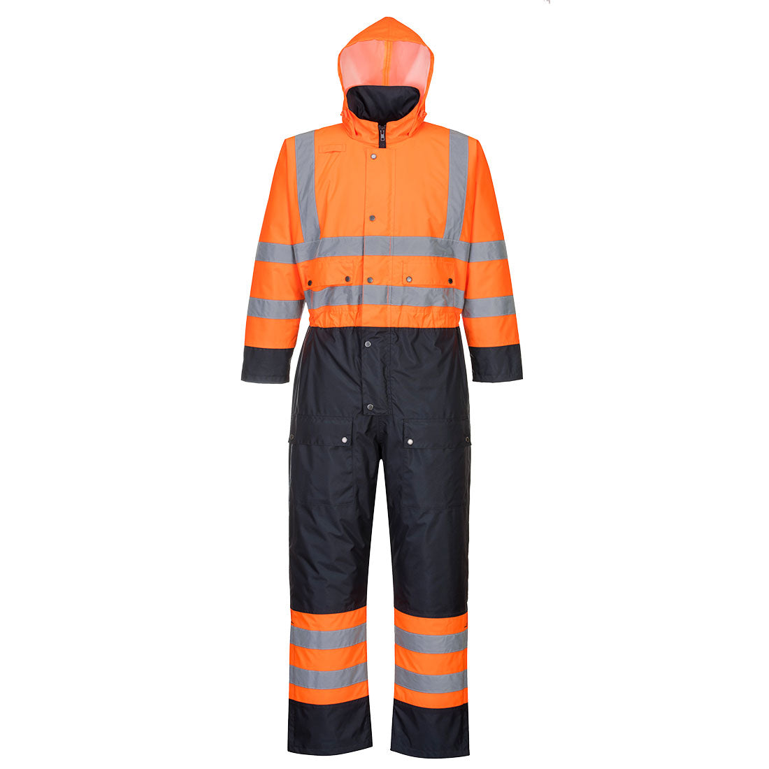 Portwest Hi-Vis Contrast Winter Coverall in Orange/Navy, main product image