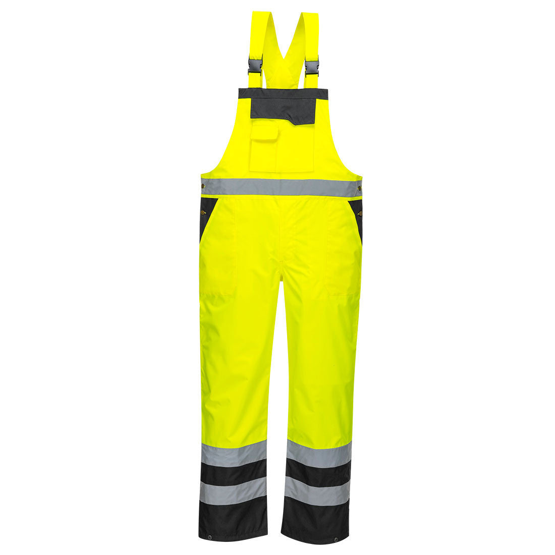 Portwest Hi-Vis Breathable Contrast Rain Bib and Brace in Yellow/Black, image 2