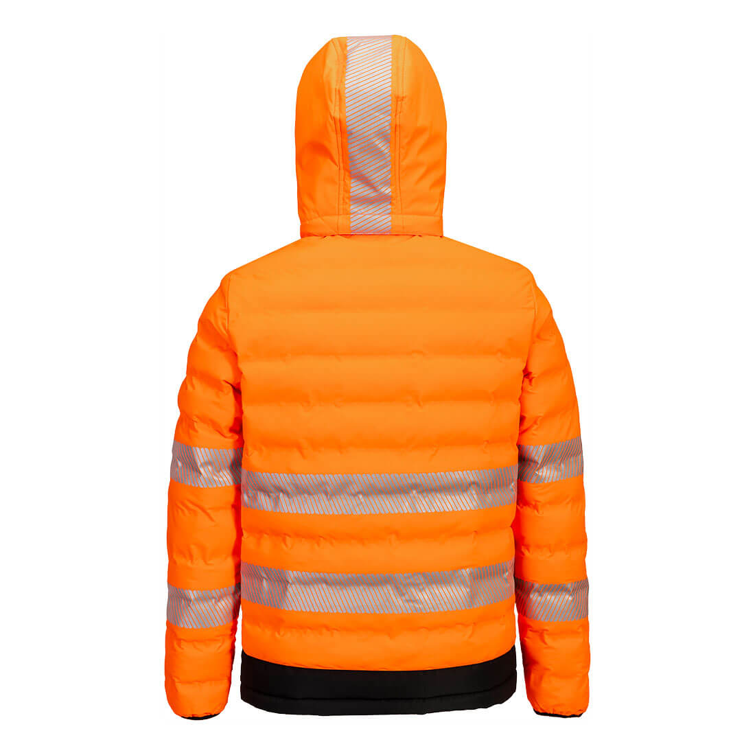 Portwest S548 Hi-Vis Ultrasonic Heated Tunnel Jacket in Orange/Black, back view