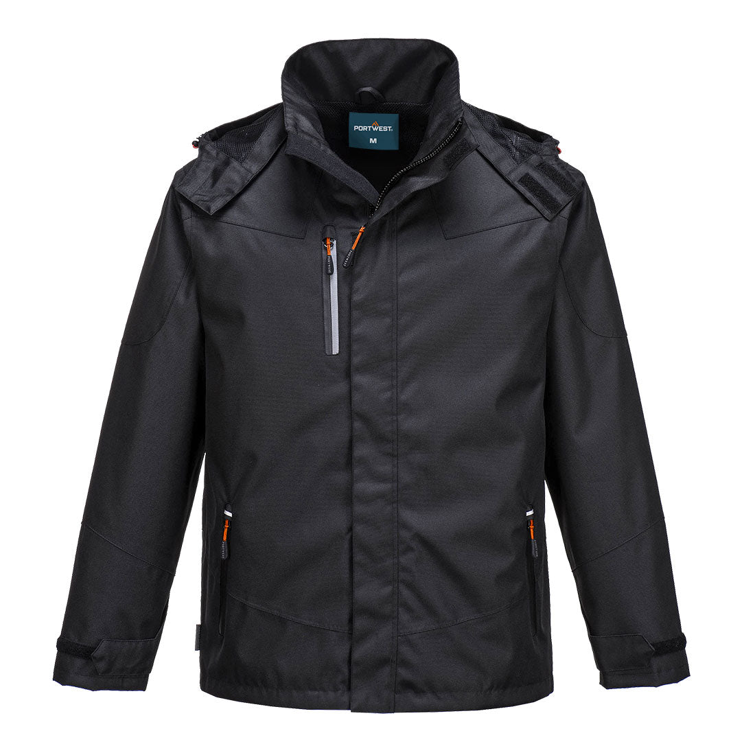 Portwest Outcoach Rain Jacket in Black, main product image