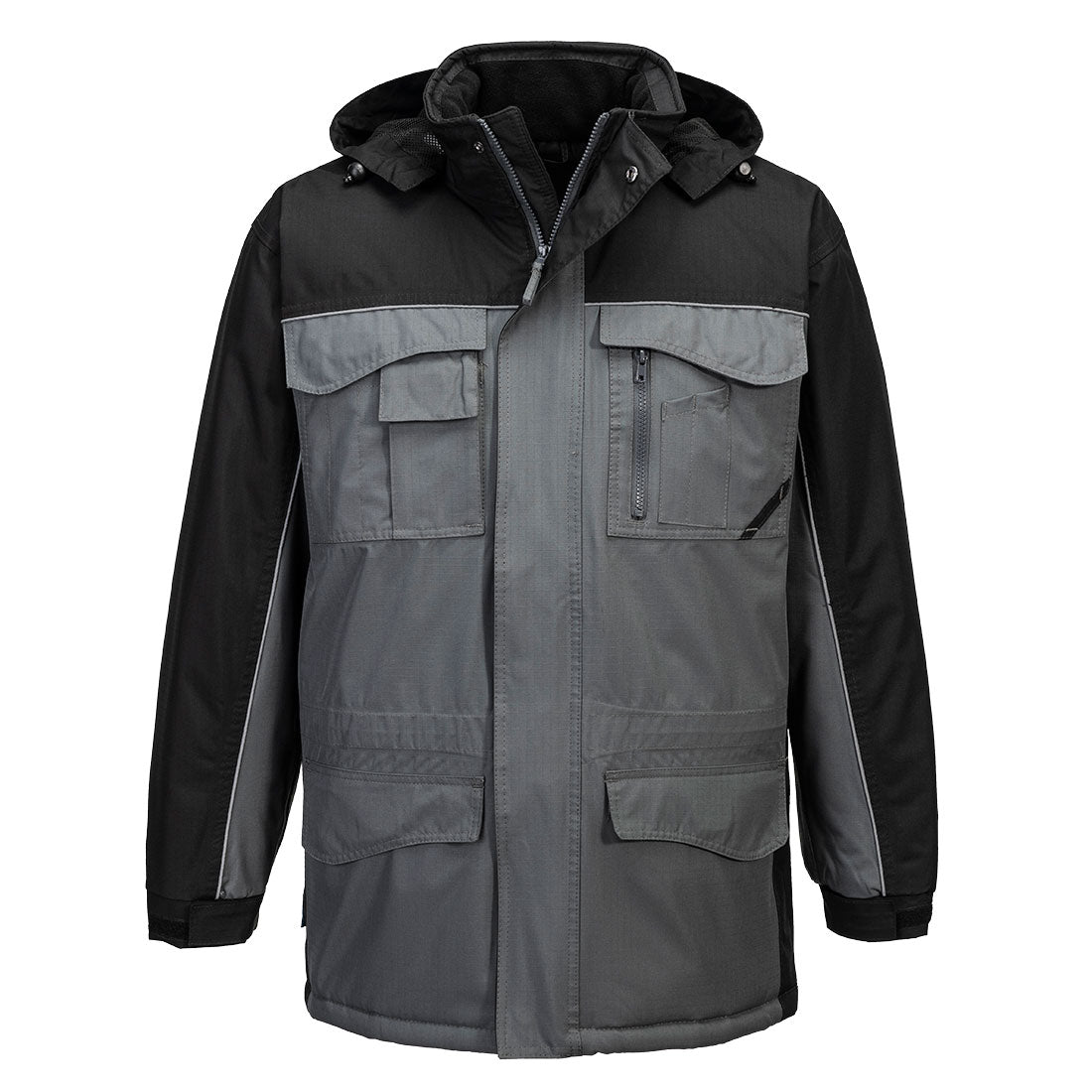 Portwest Ripstop Winter Jacket in Black/Grey, main product image
