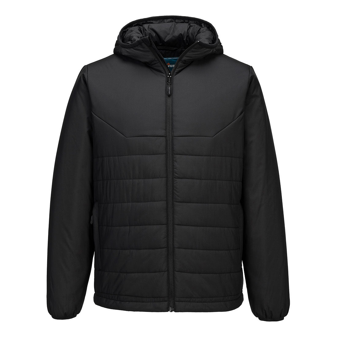 Portwest Professional Hooded Insulated Baffle Jacket in Black, main product image