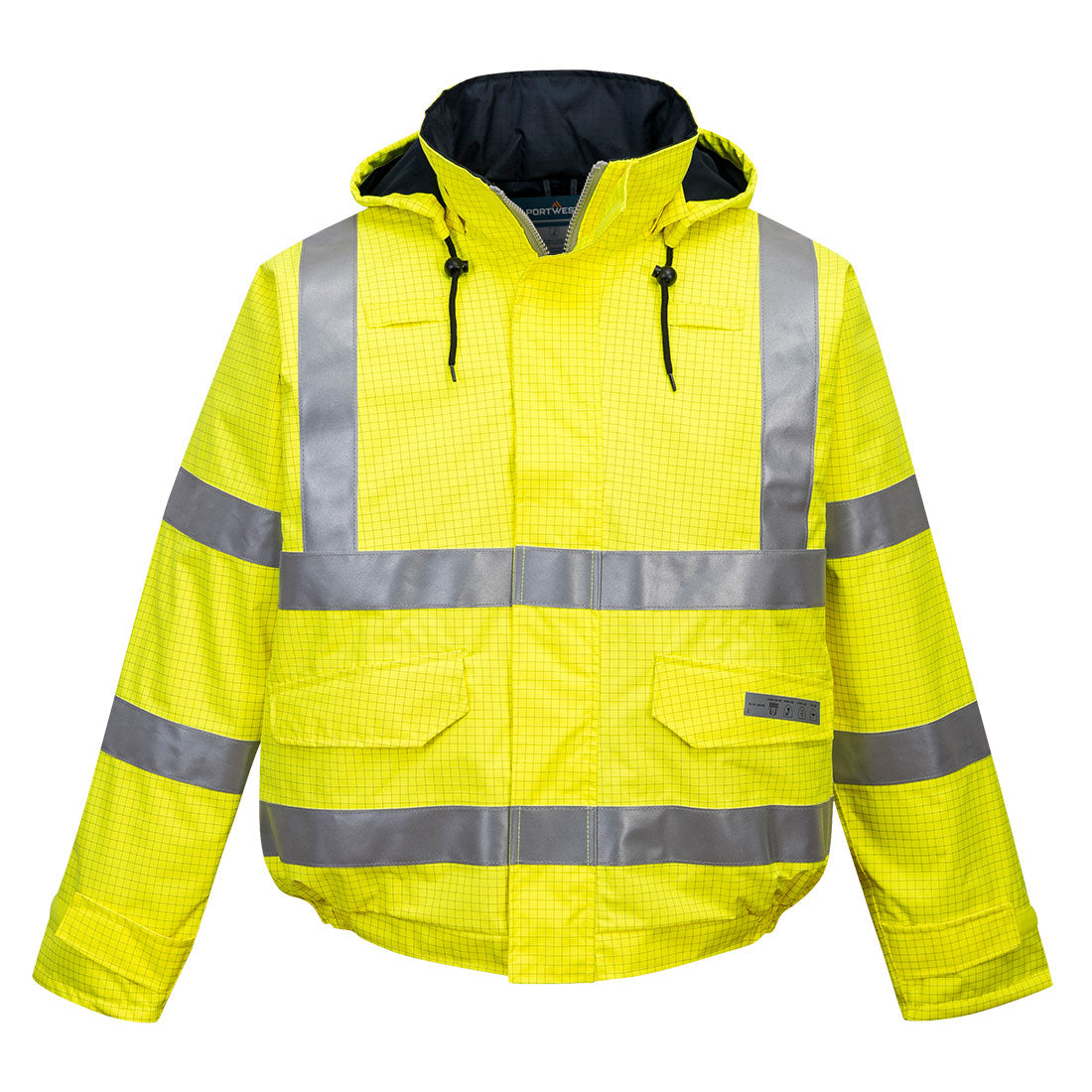Portwest Bizflame Rain Hi-Vis FR Winter Bomber Jacket in Yellow, main product image