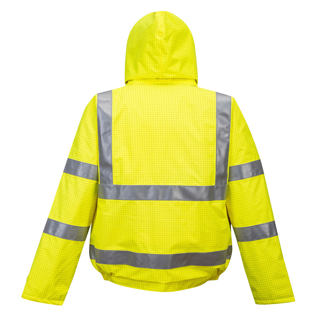 Portwest S773 Bizflame Rain Hi-Vis FR Winter Bomber Jacket in Yellow, back view