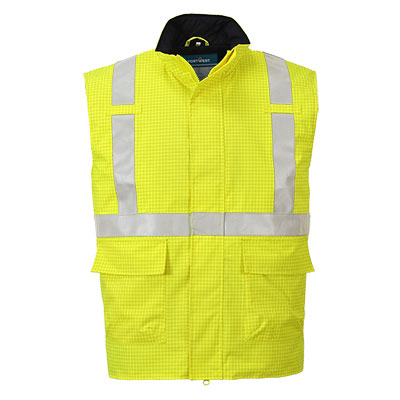 Portwest Bizflame Rain Hi-Vis FR Bodywarmer in Yellow, image 2