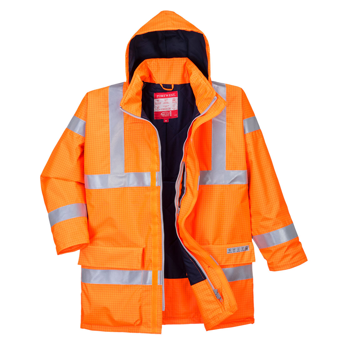 Portwest Bizflame Rain Hi-Vis FR Winter Jacket in Orange, main product image