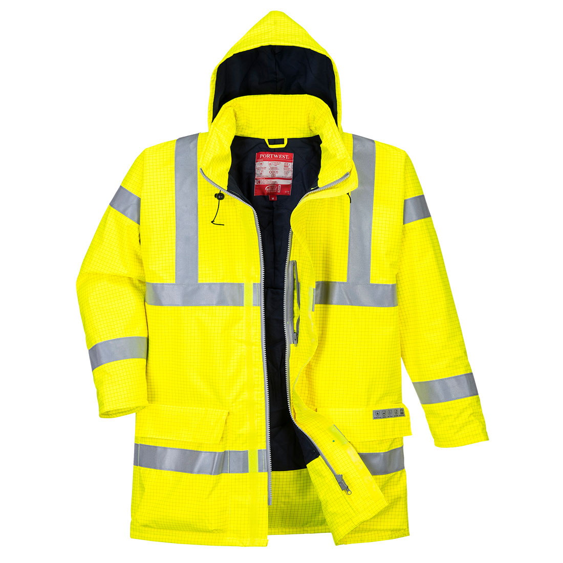 Portwest Bizflame Rain Hi-Vis FR Winter Jacket in Yellow, image 2