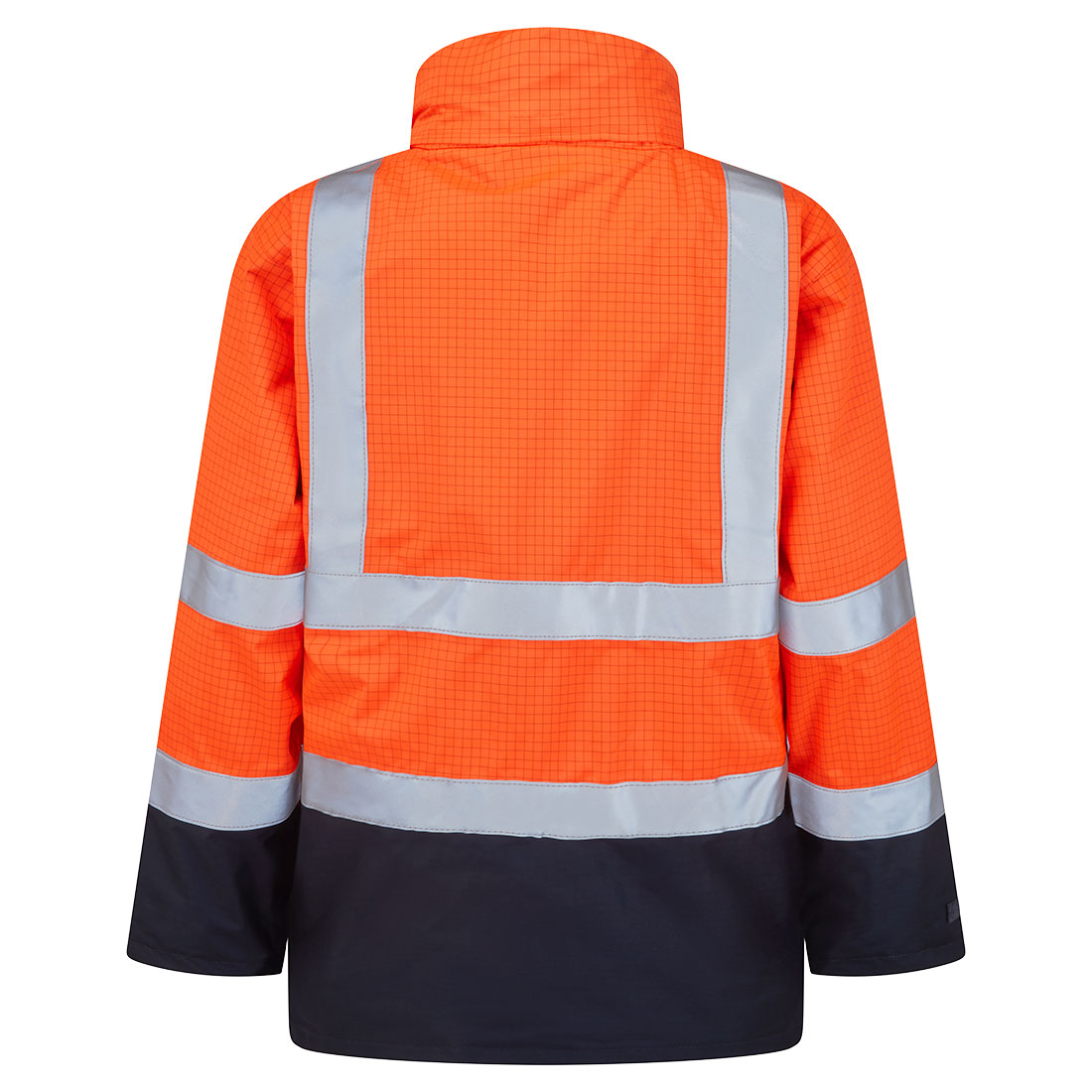 Portwest S779 Bizflame Rain Hi-Vis Constrast FR Jacket in Orange/Navy, back view