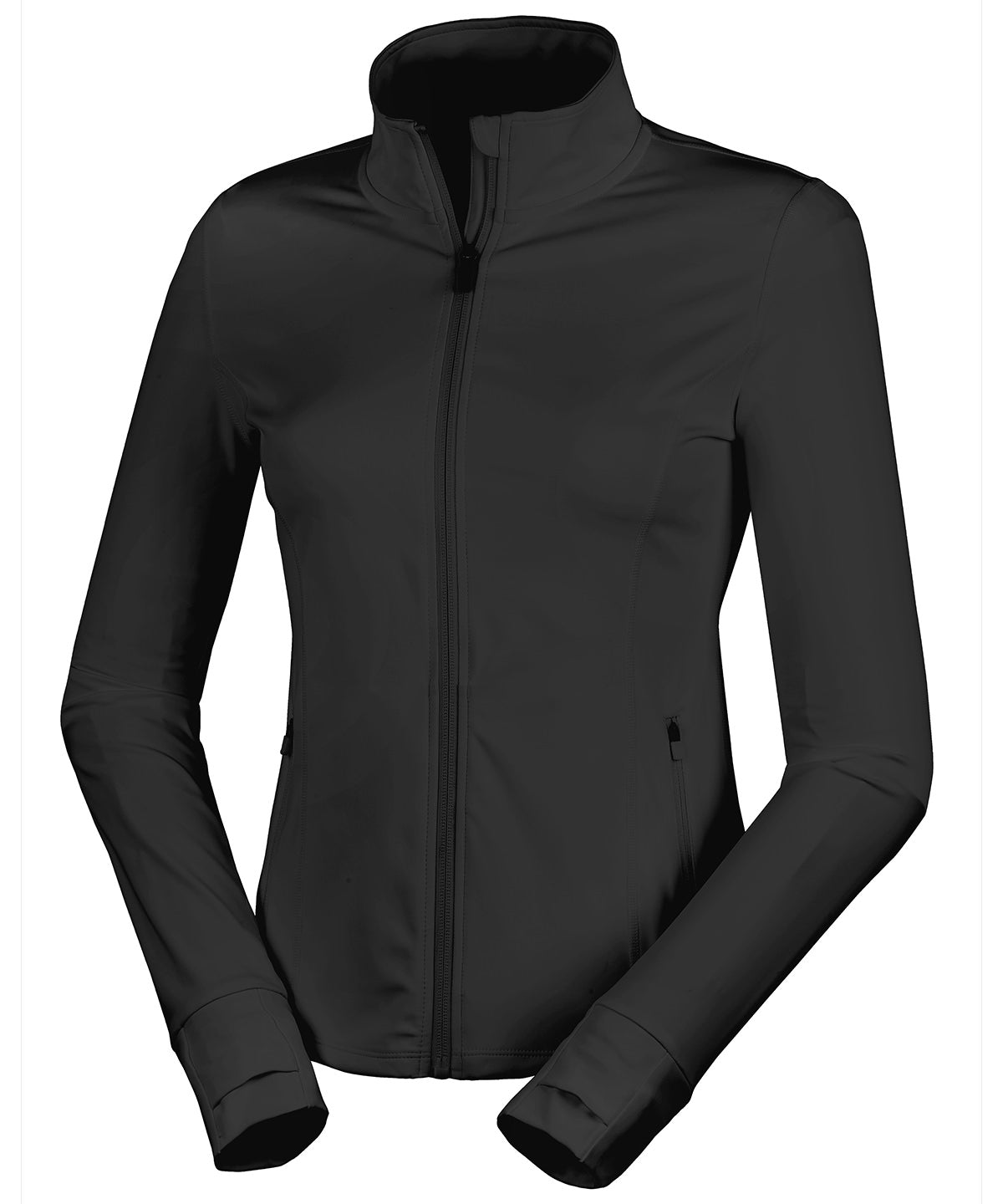 Spiro Recycled Women’s fitness jacket in Black, front view