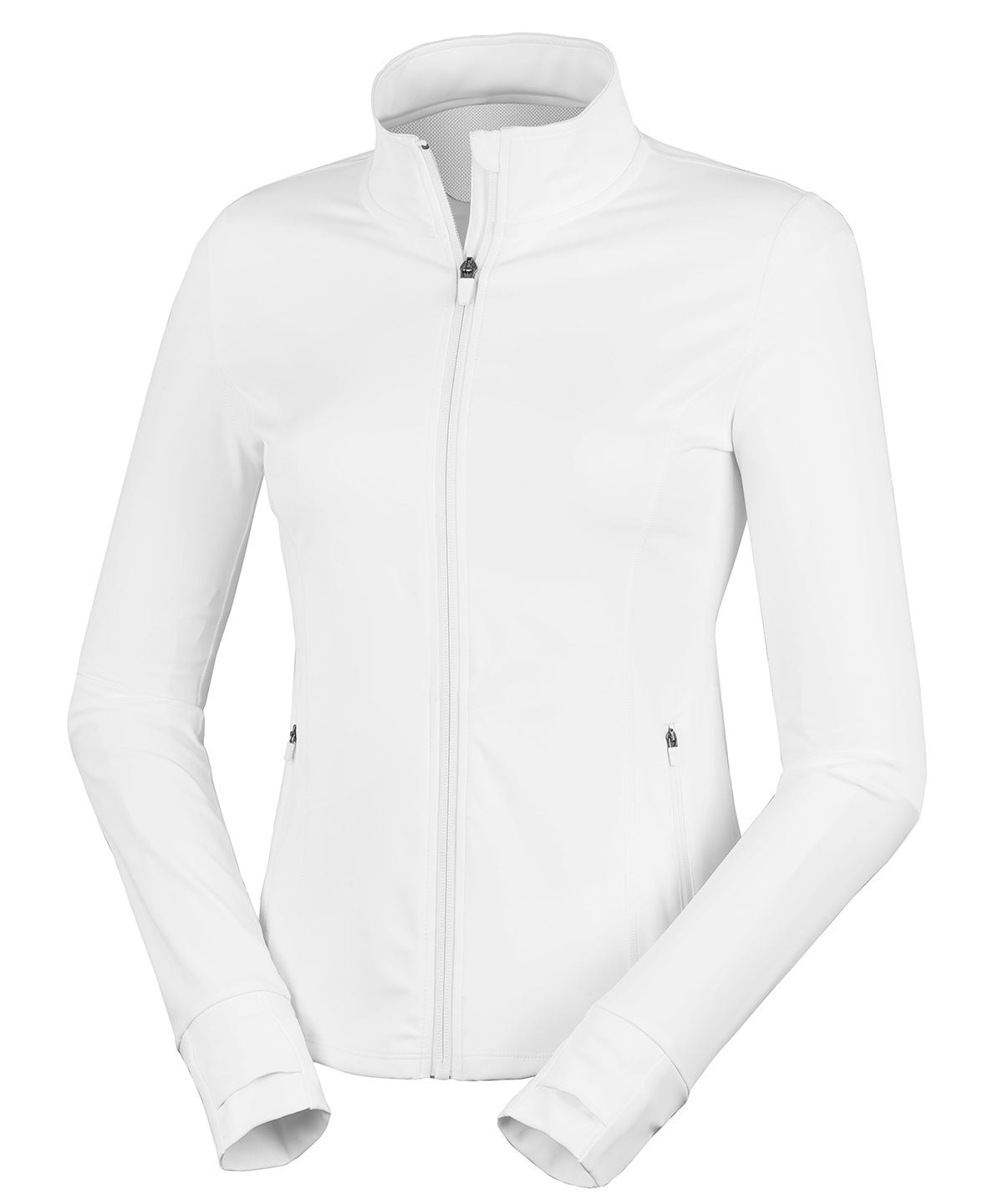 Spiro Recycled Women’s fitness jacket in White, front view