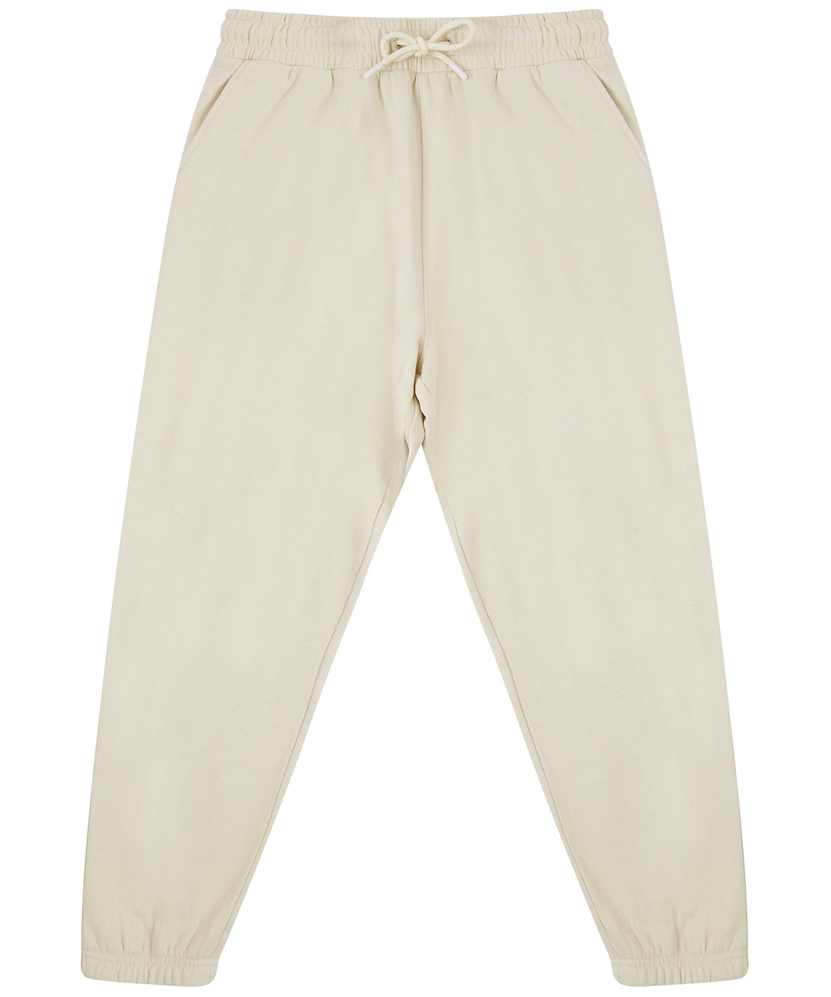 SF Unisex sustainable fashion cuffed joggers in Light Stone, front view