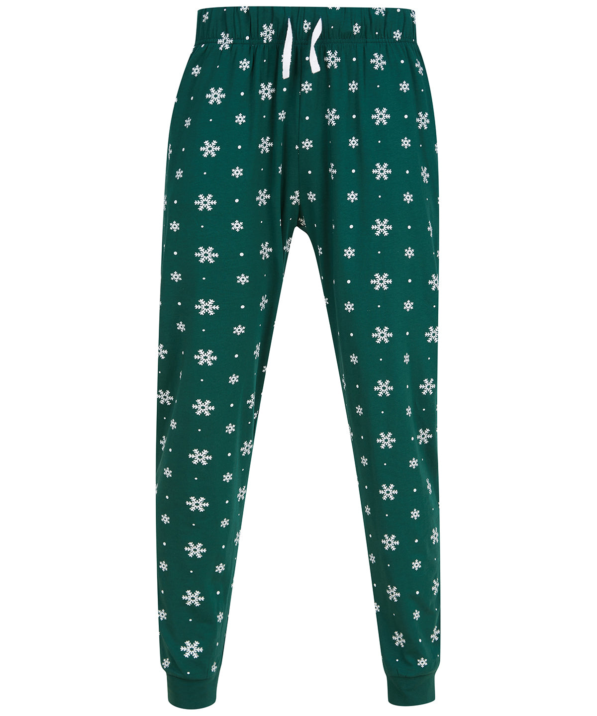 SF Lounge pants in Bottle/White Snowflakes, front view