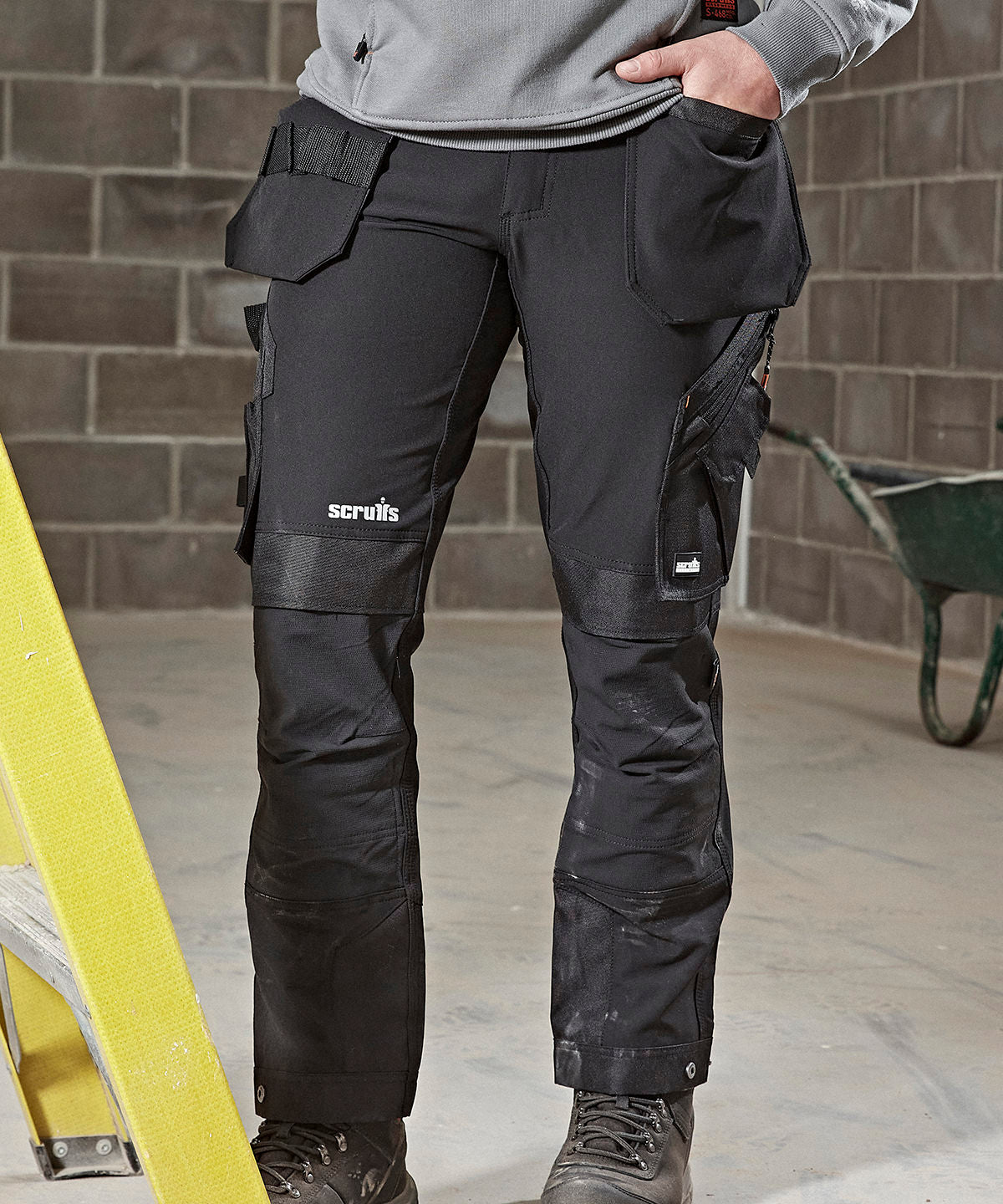 Scruffs Pro Flex Plus Holster Trousers in Black, lifestyle photo