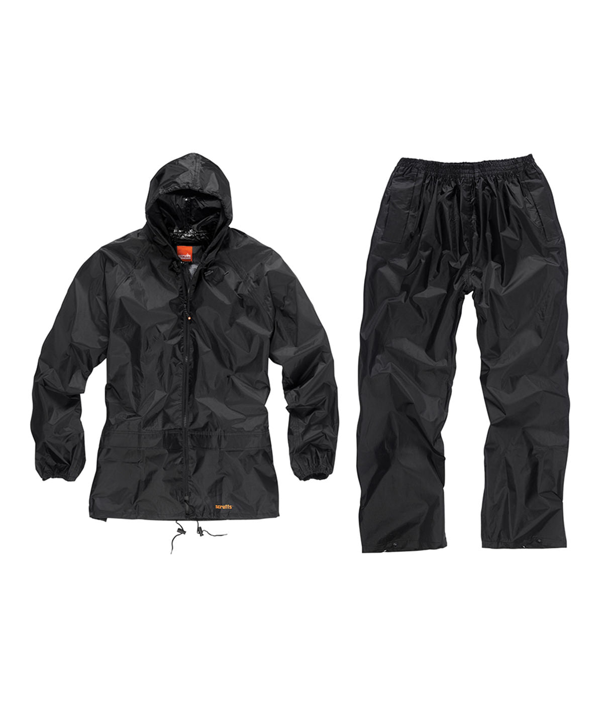 Scruffs 2-piece waterproof suit in Black, front view
