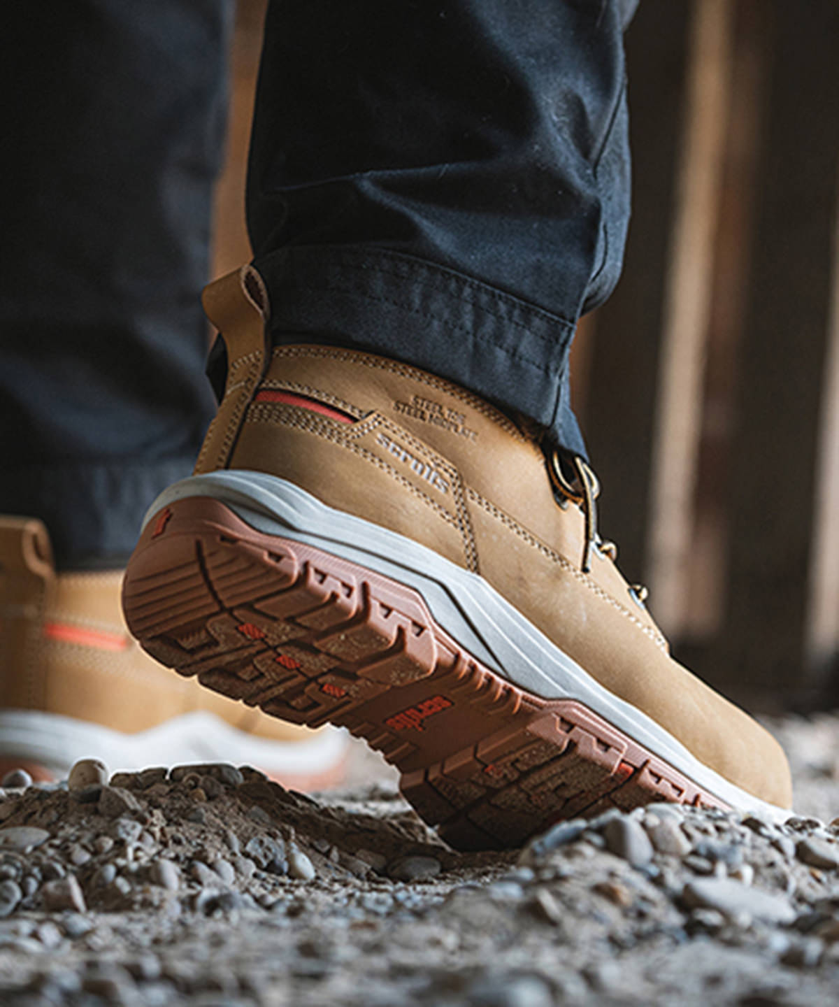 Scruffs Ridge safety boots in Tan, lifestyle photo