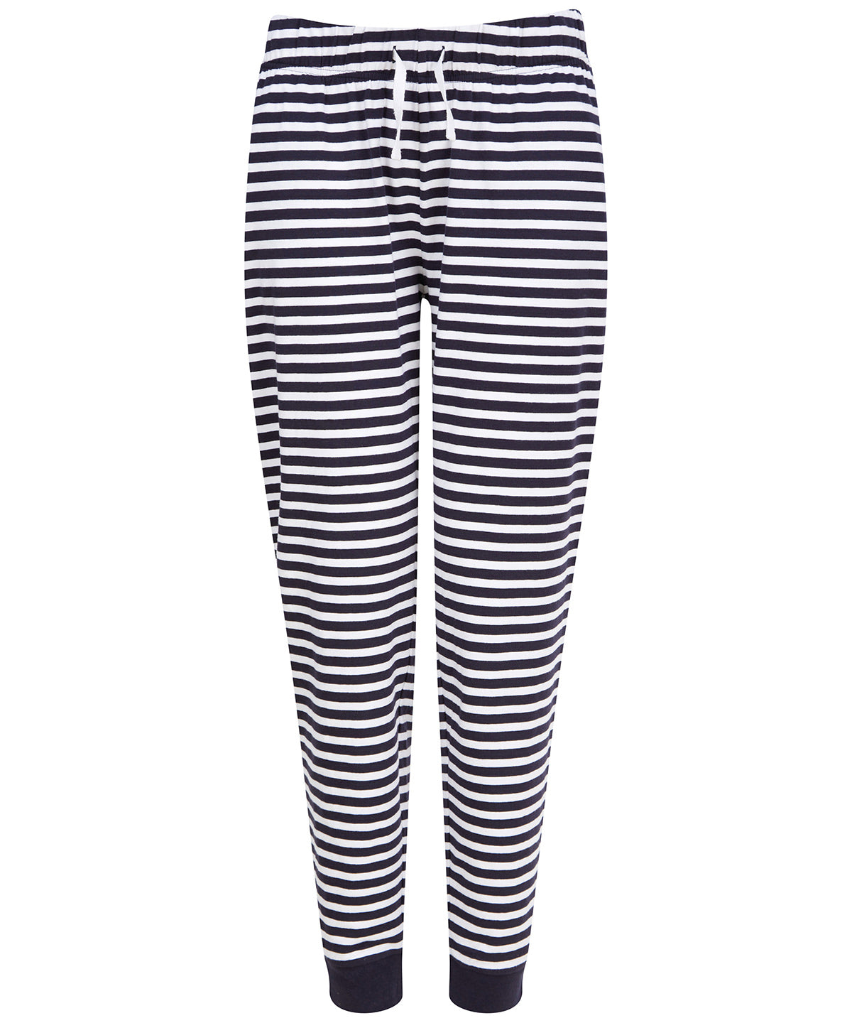 SF Women's cuffed lounge pants in Navy/White Stripes, front view