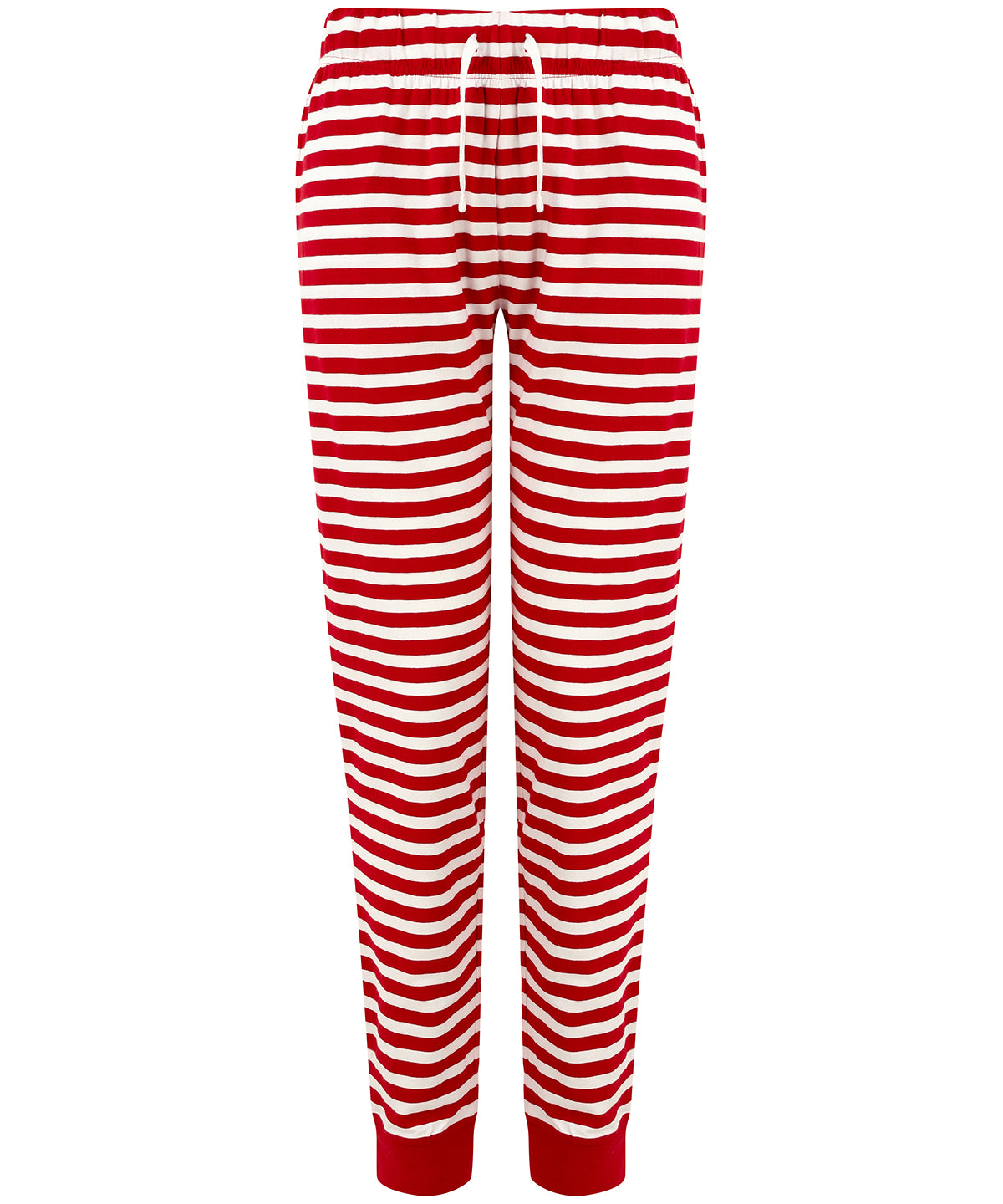 SF Women's cuffed lounge pants in Red/White Stripes, front view