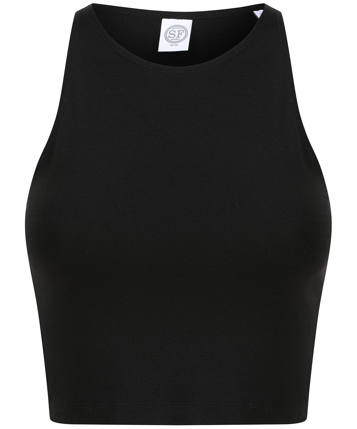 SF Women's cropped top in Black, front view