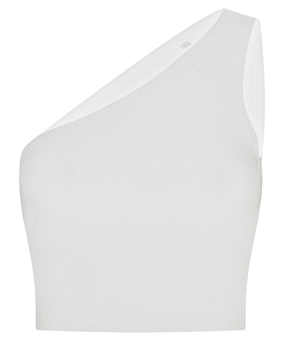 SF Women’s one-shoulder top in White, front view