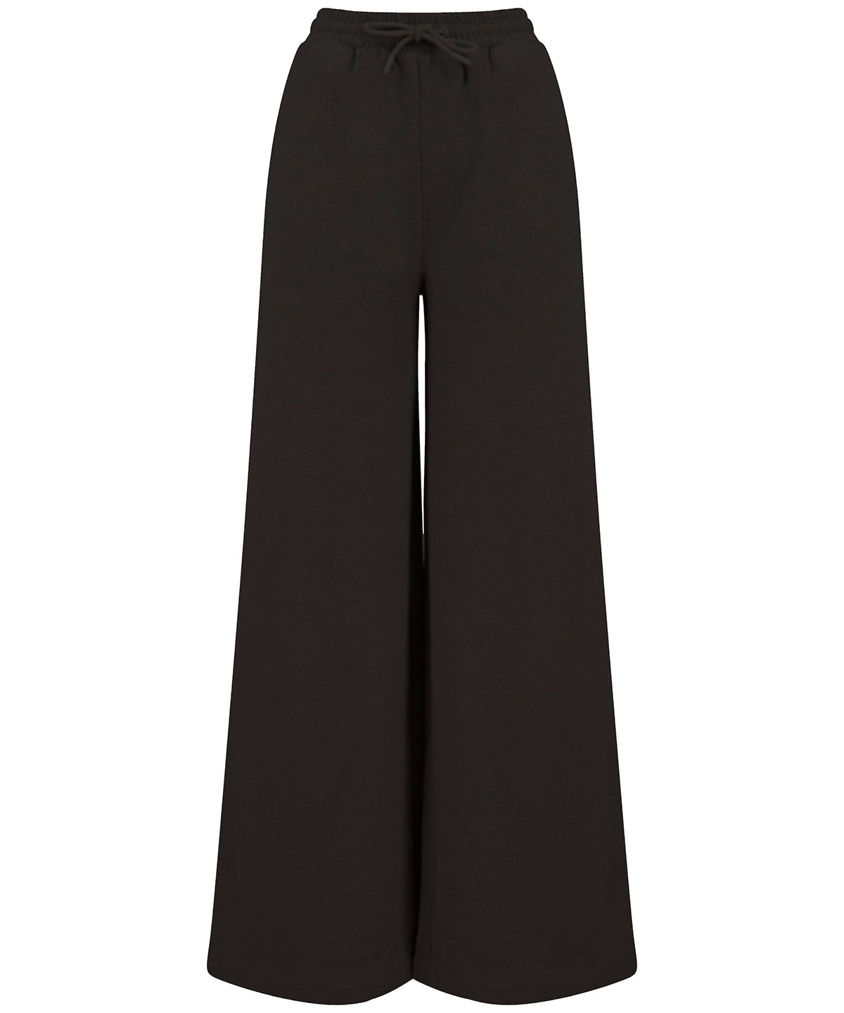 SF Women's sustainable fashion wide leg joggers in Black, front view