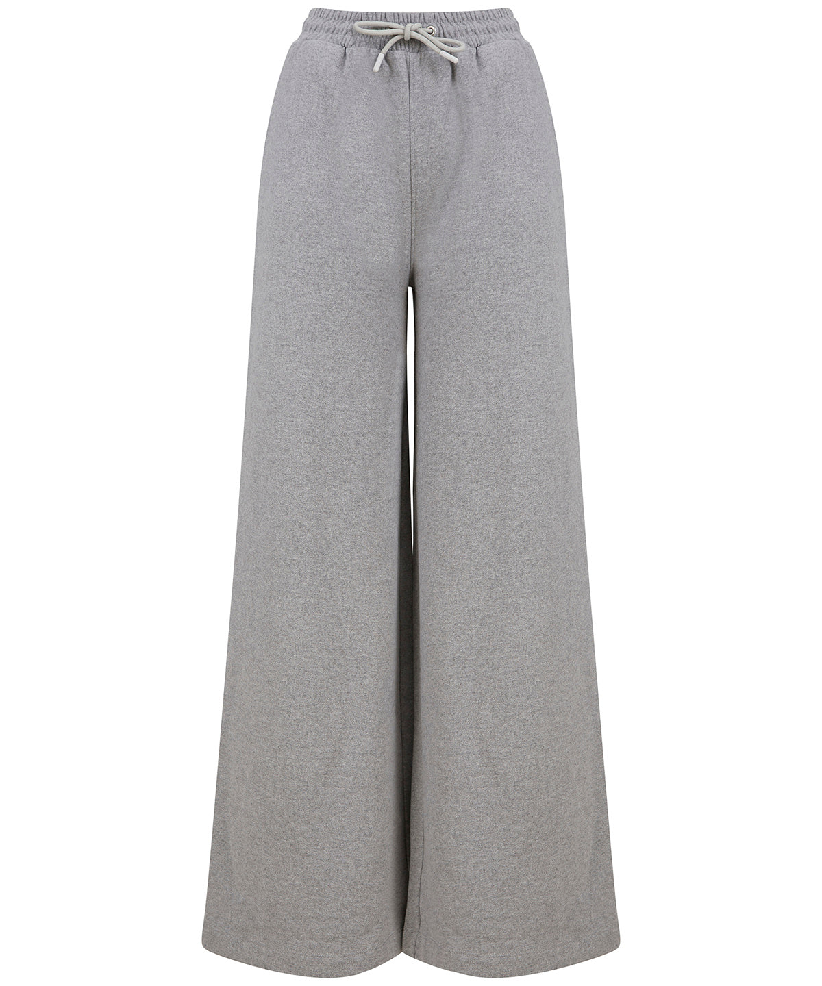 SF Women's sustainable fashion wide leg joggers in Heather Grey, front view