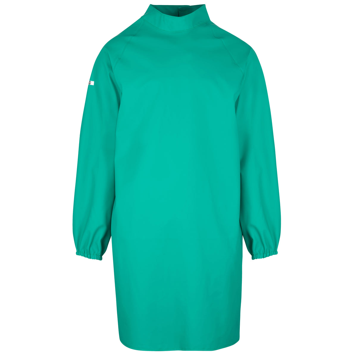 Skytec FRSC-EW Chem FR Sleeved Apron with Collar, Velcro Back Closure and Elasticated Wrists in Green, main product image