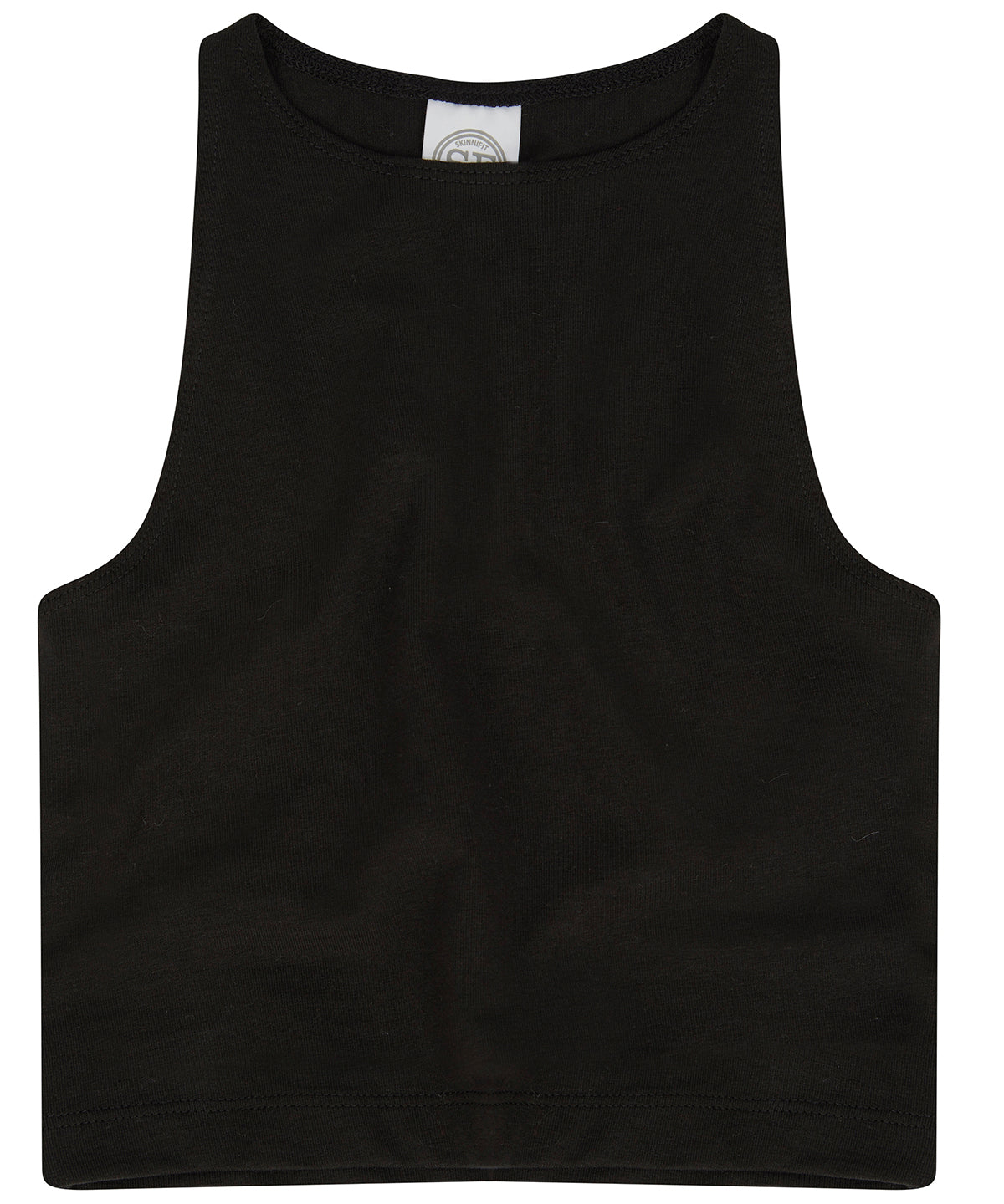 SF Kids cropped top in Black, front view
