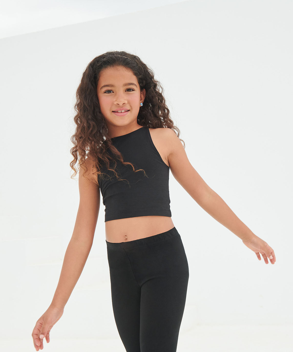 SF Kids cropped top in Black, lifestyle photo