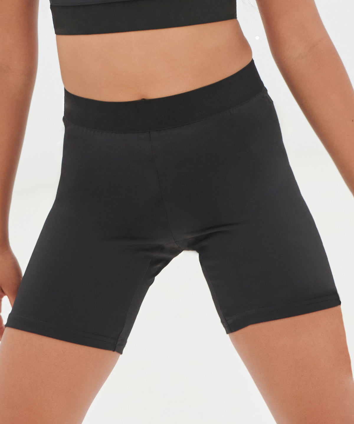 SF Kids fashion cycling shorts in Black/Black, lifestyle photo