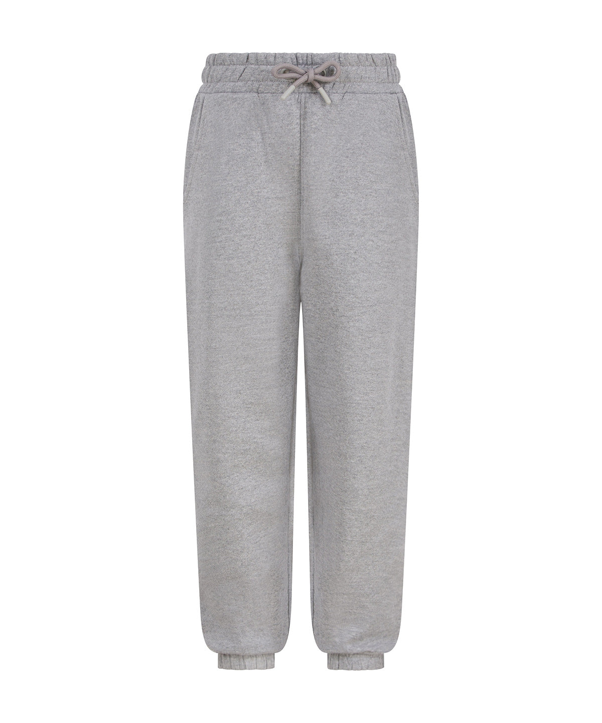 SF Kids sustainable fashion cuffed joggers in Heather Grey, front view
