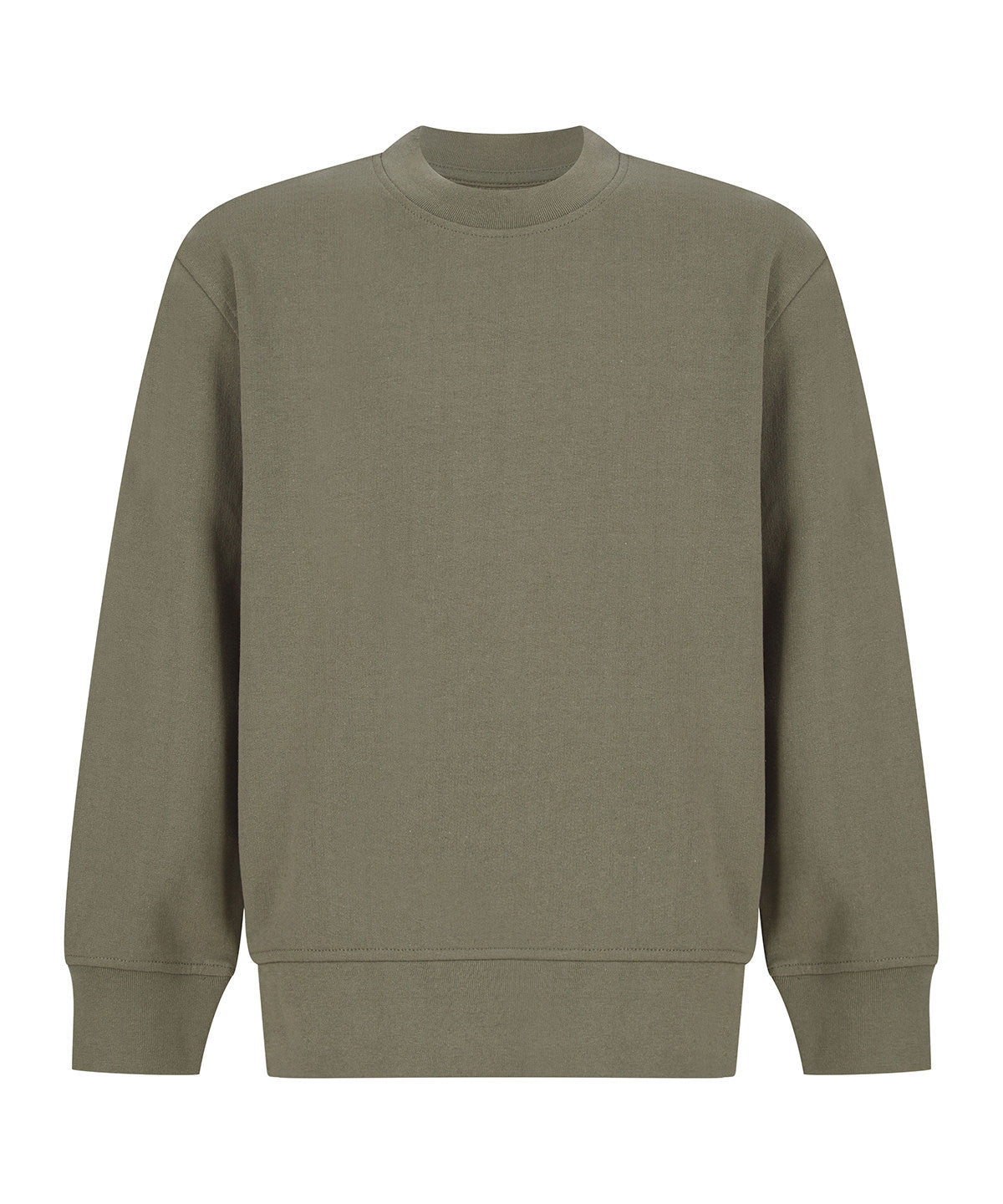 SF Kids sustainable fashion curved hem sweatshirt in Khaki, front view