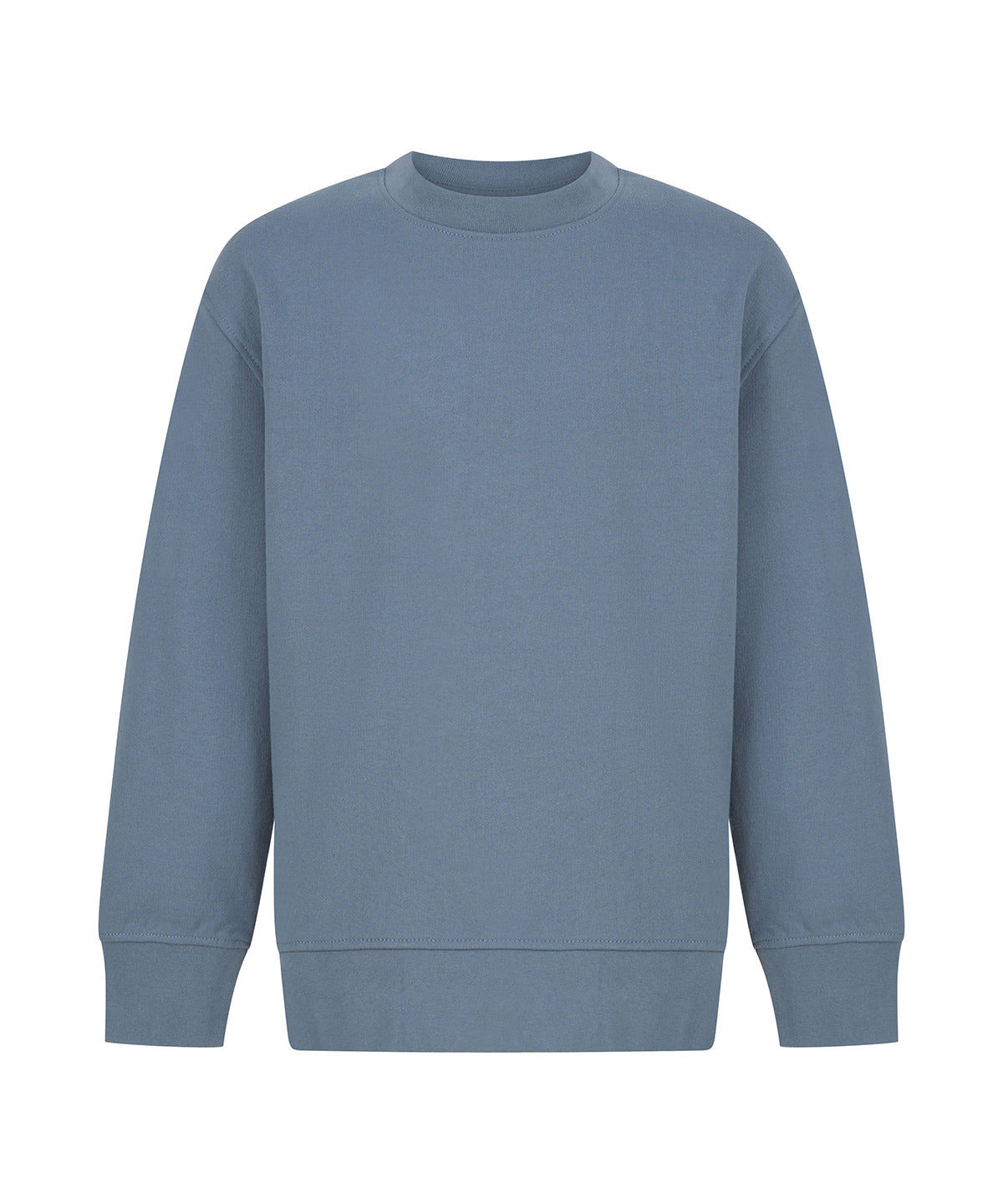SF Kids sustainable fashion curved hem sweatshirt in Stone Blue, front view