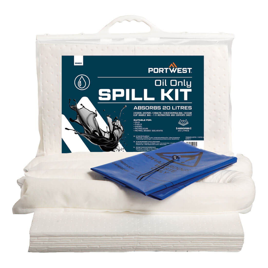 Portwest 20 Litre Oil Only Kit in White, main product image