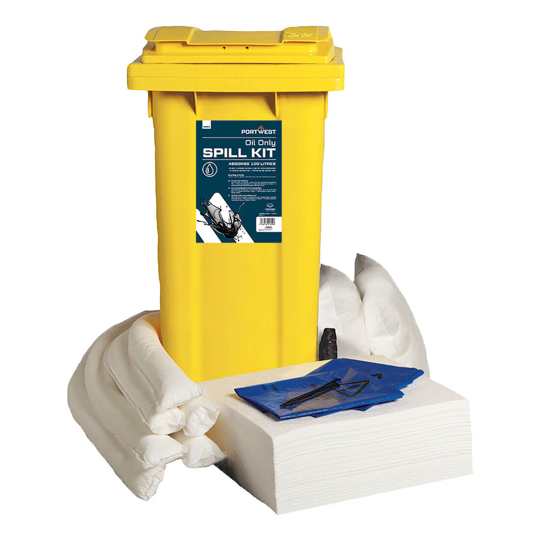 Portwest 120 Litre Oil Only Kit in White, main product image
