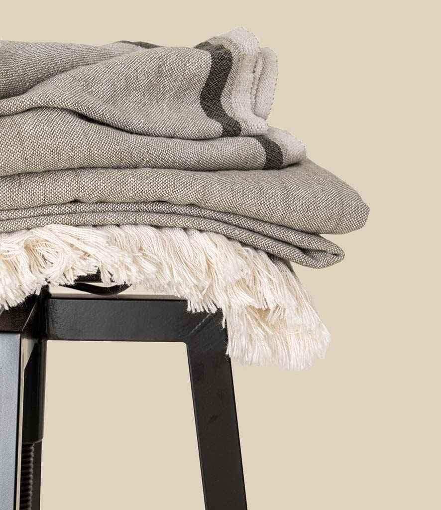 Spasso Striped Fouta in Olive Green Heather