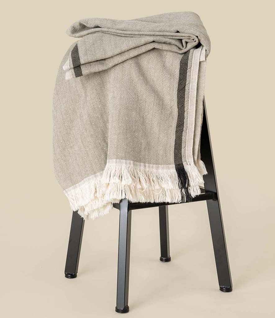 Spasso Striped Fouta in Olive Green Heather, front view
