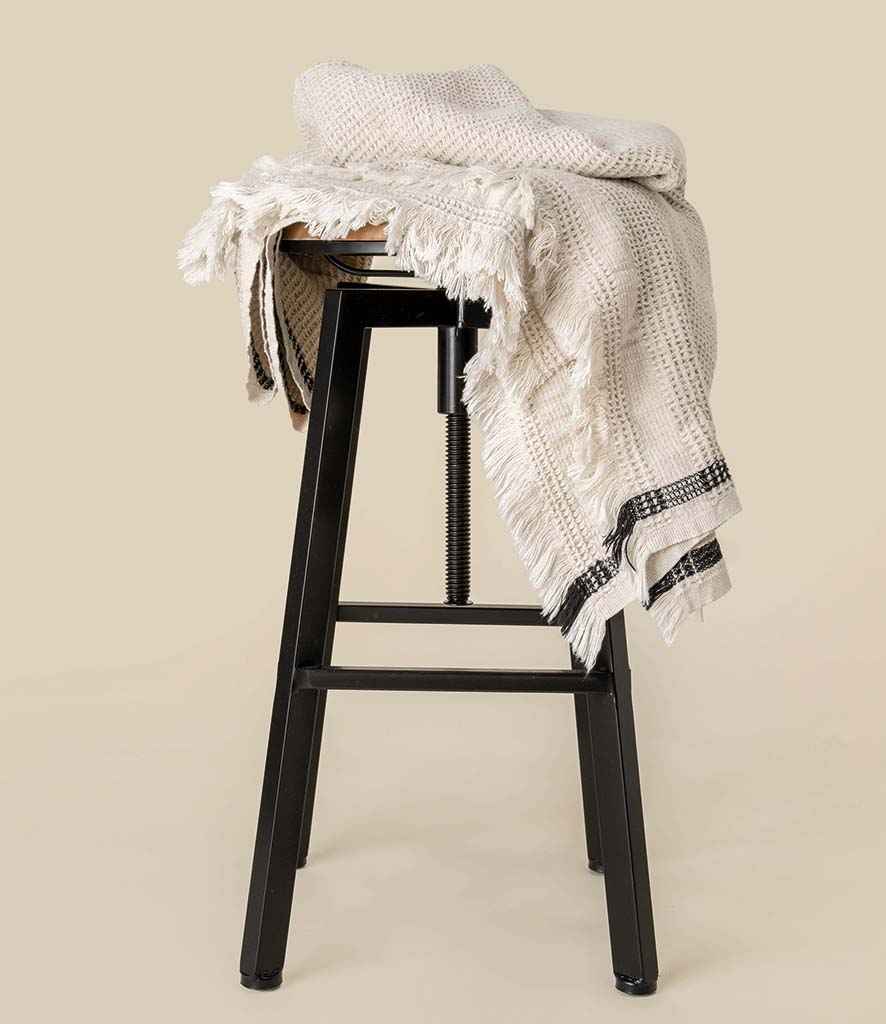 Spasso Honeycomb Striped Plaid Fouta in Pampa Beige
