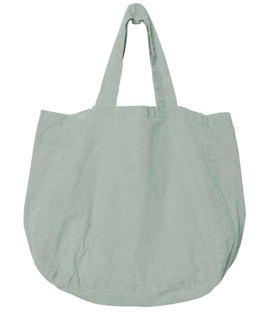 Spasso Linen Shopping Bag in Jade Green, front view
