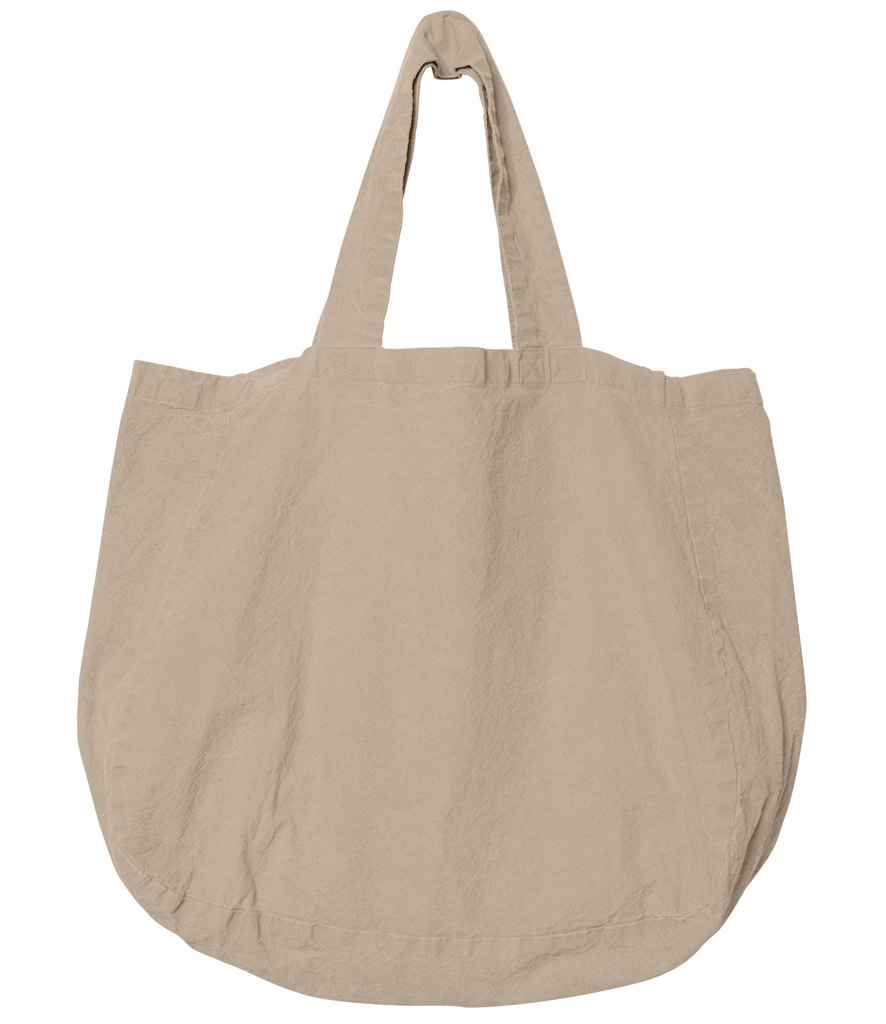 Spasso Linen Shopping Bag in Wet Sand, front view