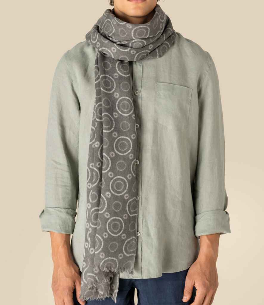 Spasso Circles Scarf in Grey Circles, front view