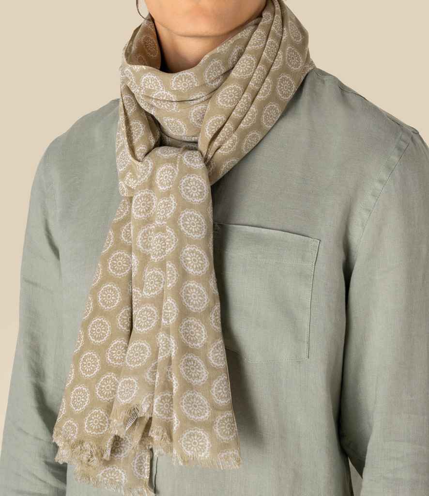 Spasso Medallion Scarf in Sand Medallion, front view
