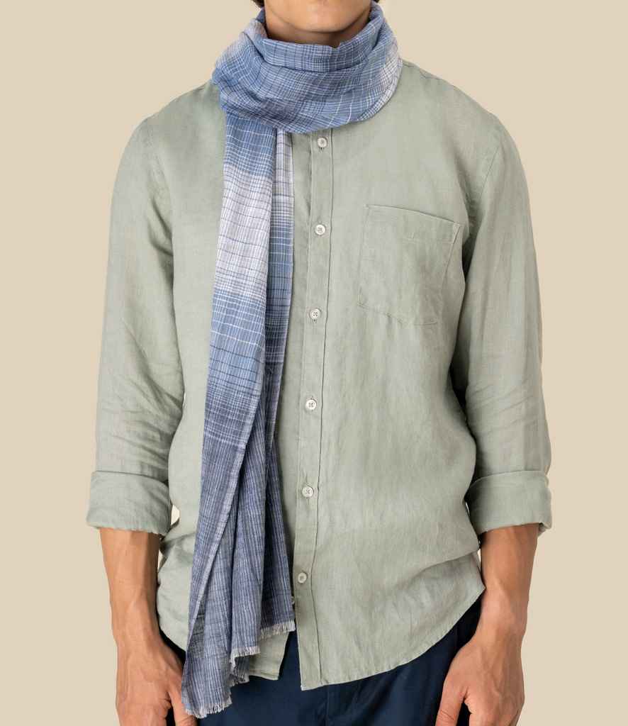 Spasso Blue Classic Check Scarf in Blue Classic Check, front view