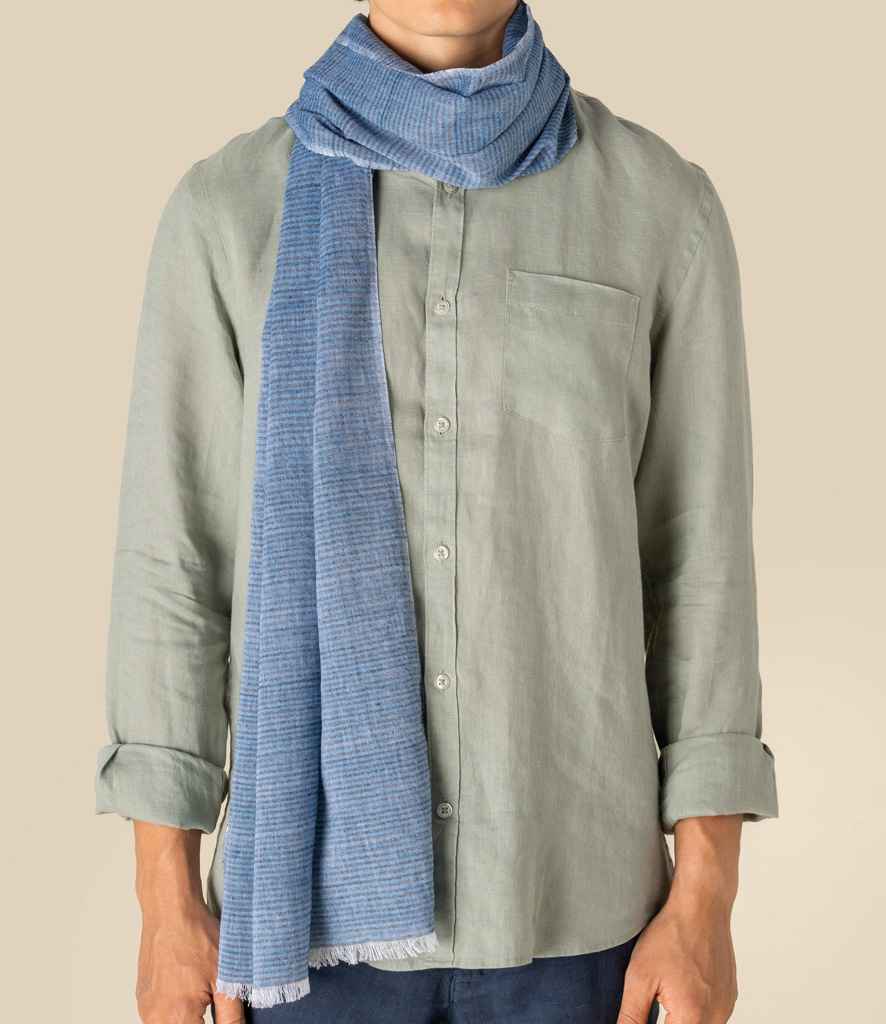 Spasso Blue Lines Scarf in Blue Lines, front view
