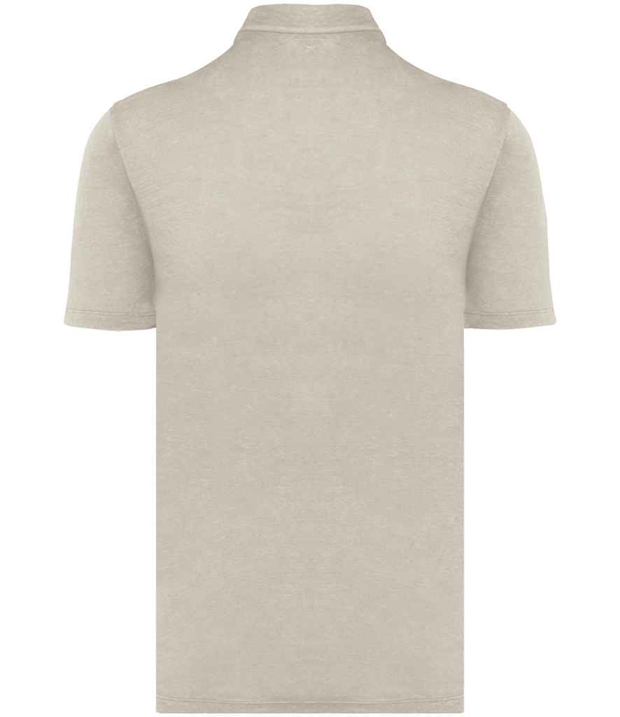 Spasso Knitted Linen Polo Shirt in Linen Sand, back view