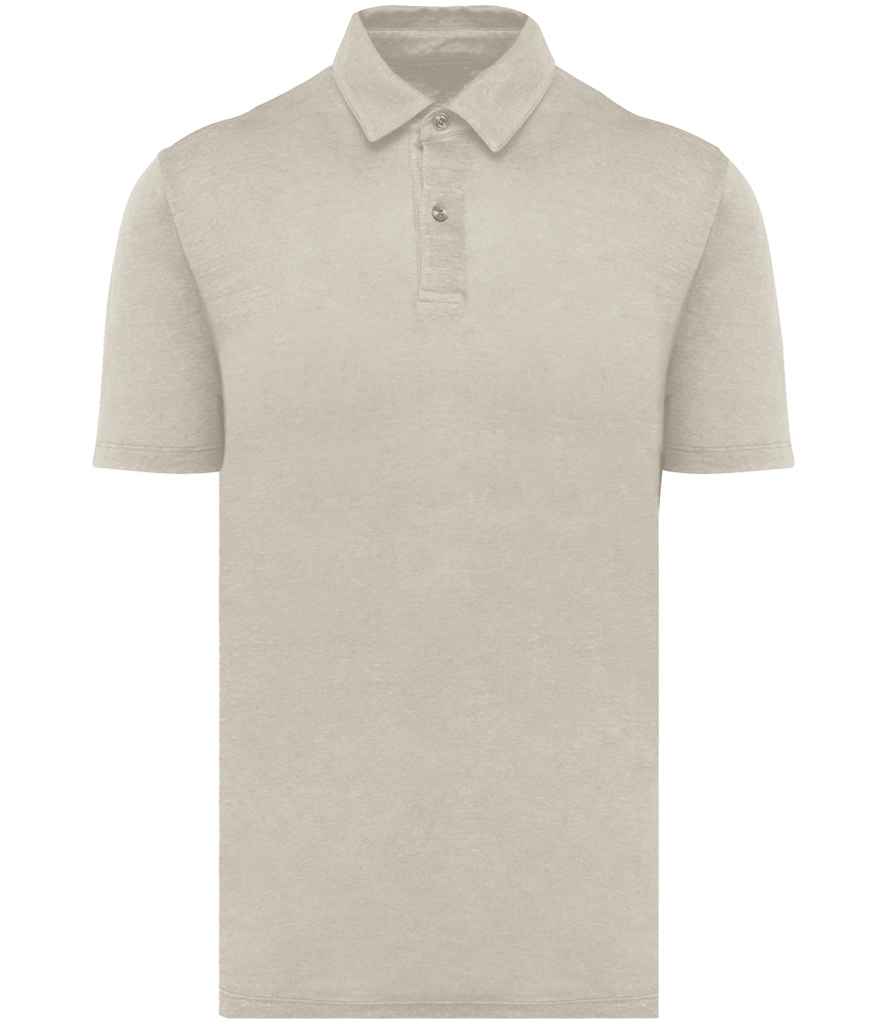 Spasso Knitted Linen Polo Shirt in Linen Sand, front view