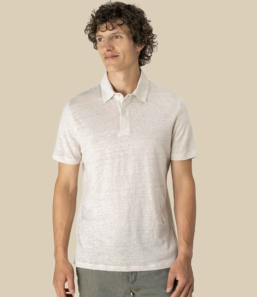 Spasso Knitted Linen Polo Shirt in Linen Sand
