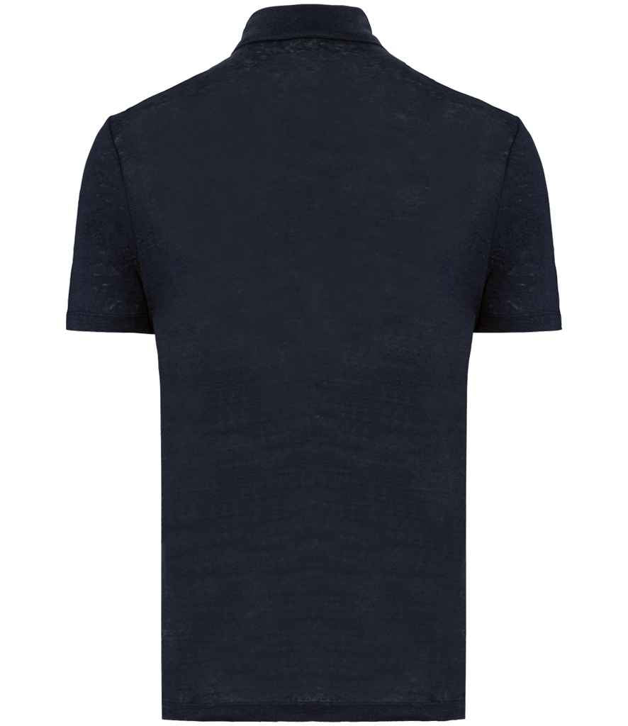 Spasso Knitted Linen Polo Shirt in Navy, back view