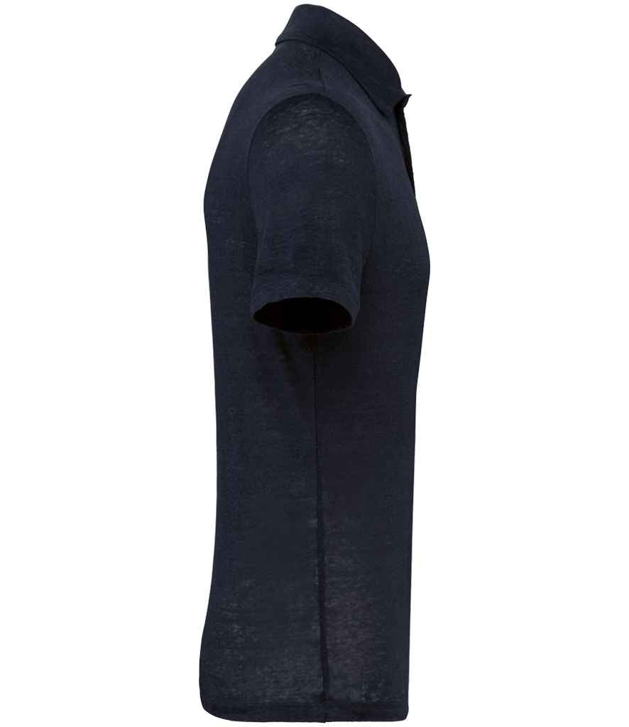 Spasso Knitted Linen Polo Shirt in Navy, side view