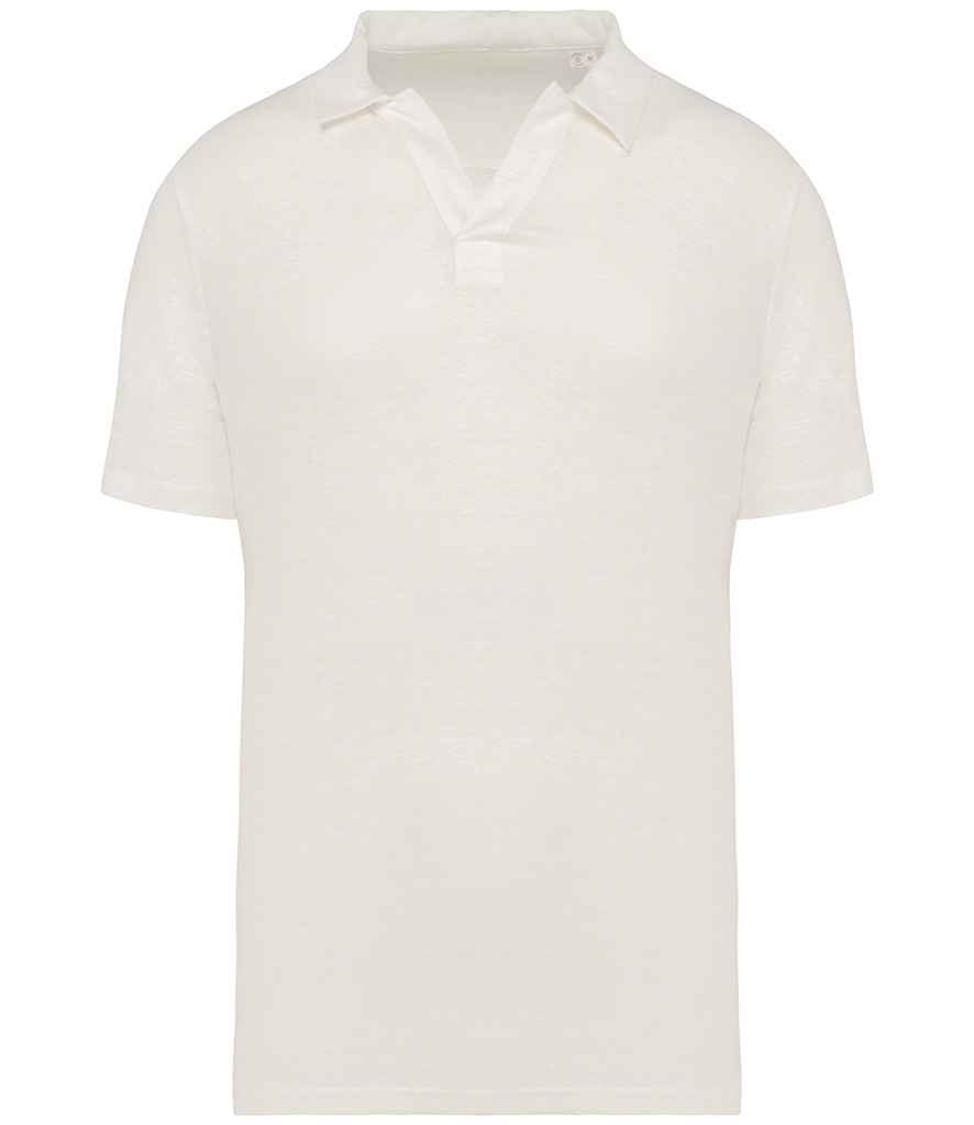 Spasso Linen Polo Shirt in Ivory, front view
